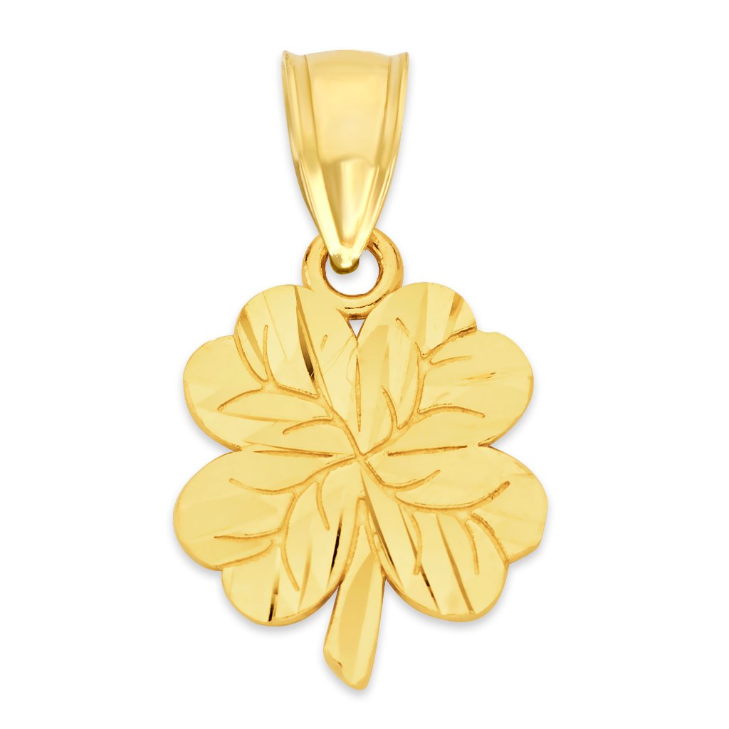 Solid 10k Gold Clover Pendant - Good Luck Jewelry Gifts For Her